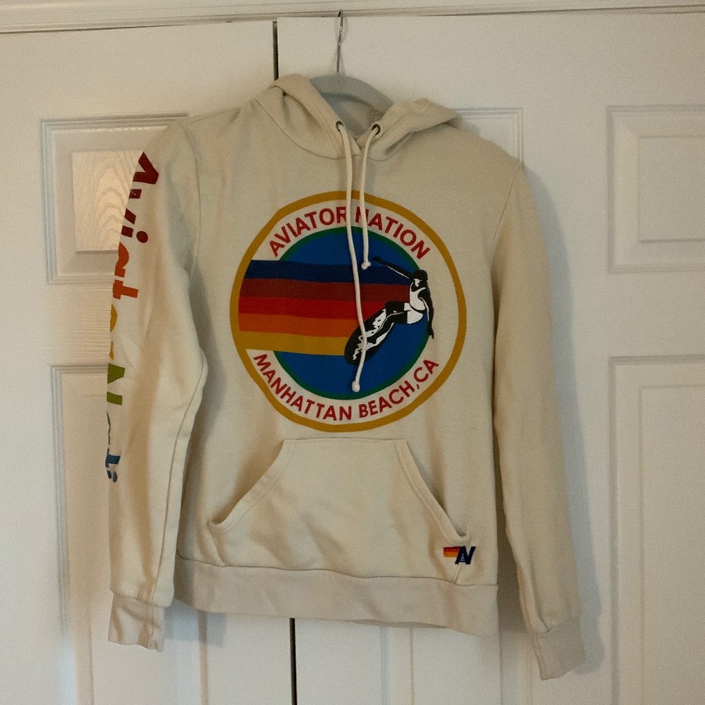 Medium Aviator Nation Cream Manhatten Beach Hoodie